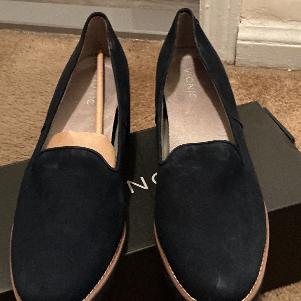 Vionic Navy Suede Slip-On Loafers